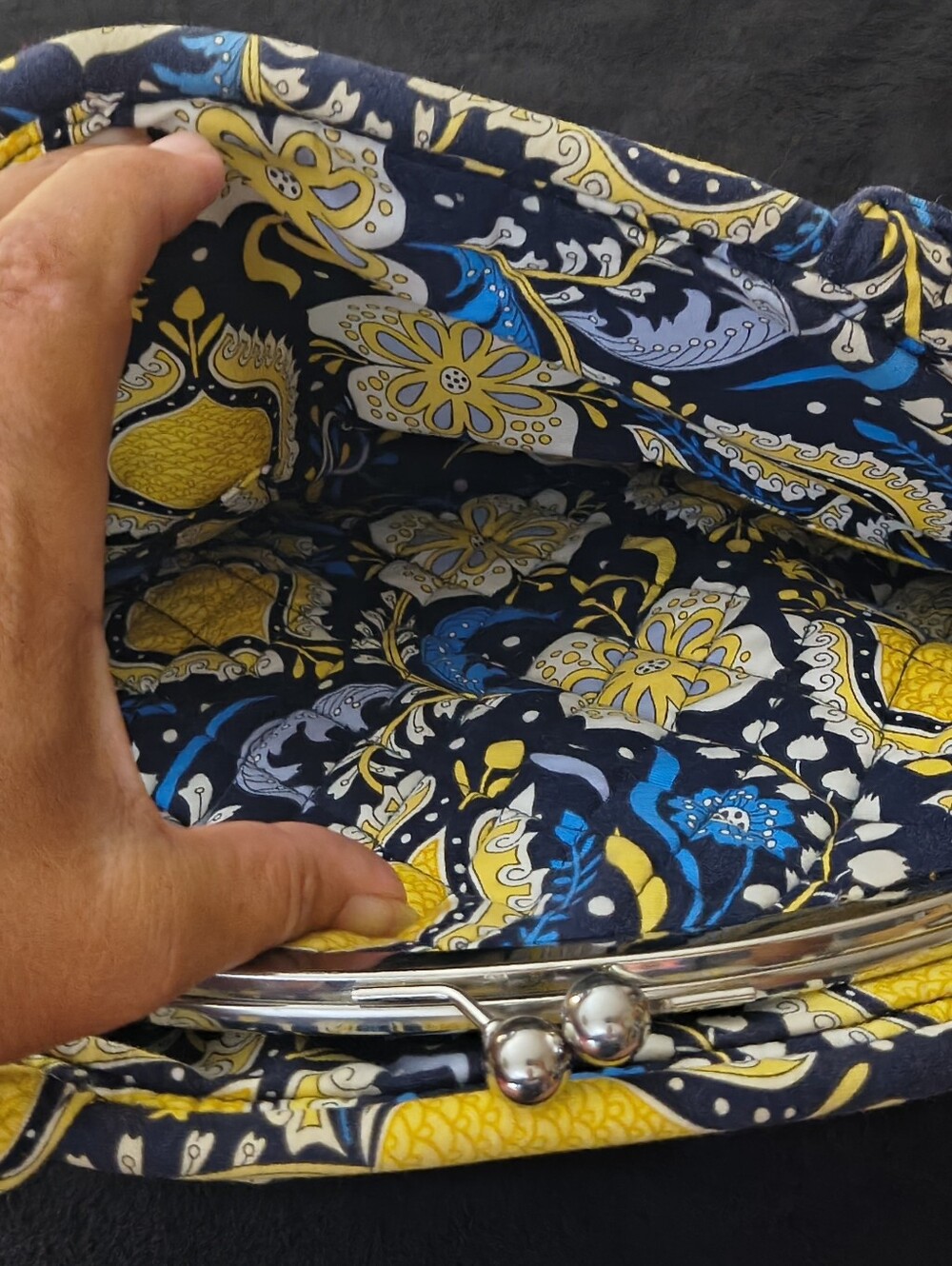 Vera Bradley Eloise Kiss Lock Satchel Elephant (Discontinued Pattern and Style) - Picture 3 of 7